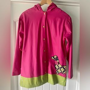 Hartstrings Girls Dog Appliqué Berry Pink Raincoat
